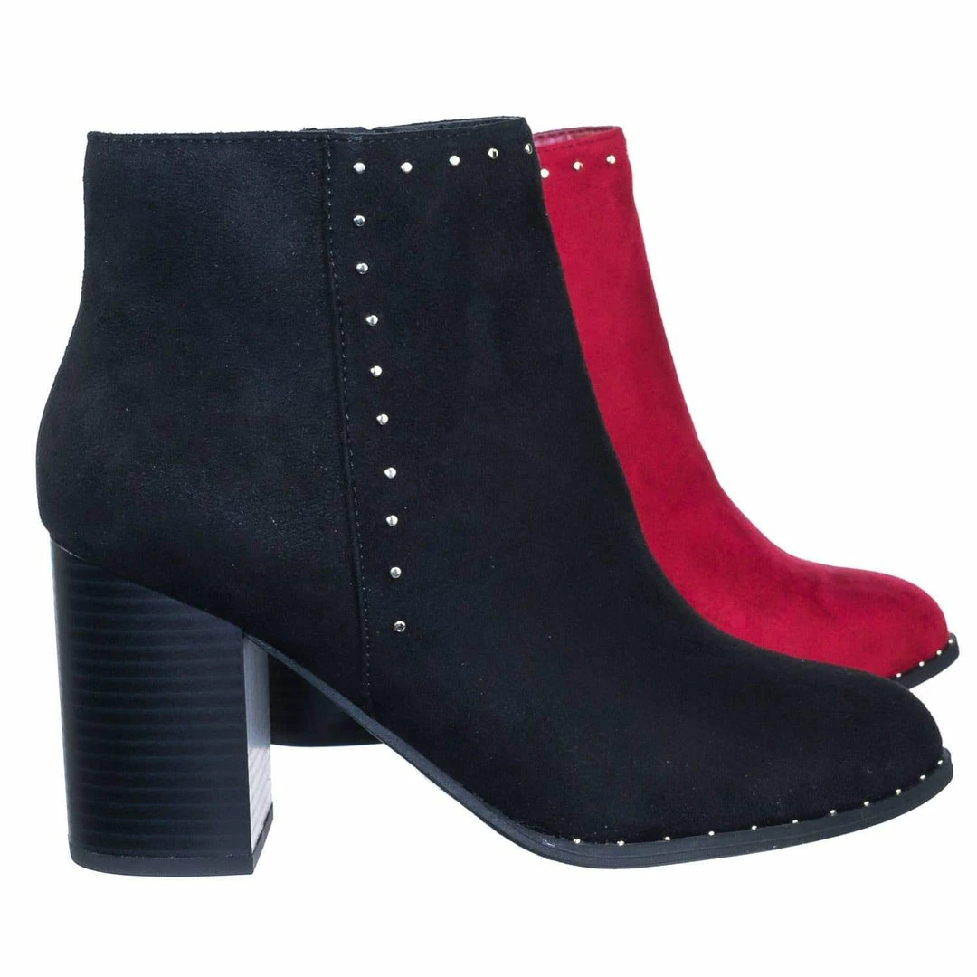 Delicious Upland Micro Metal Stud On Chunky Block High Heel Ankle Bootie New