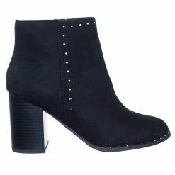 Delicious Upland Micro Metal Stud On Chunky Block High Heel Ankle Bootie New