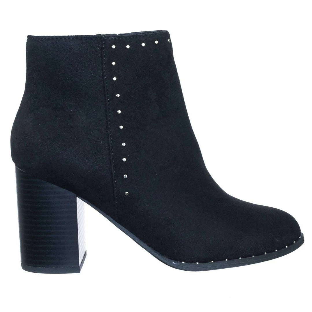 Delicious Upland Micro Metal Stud On Chunky Block High Heel Ankle Bootie New