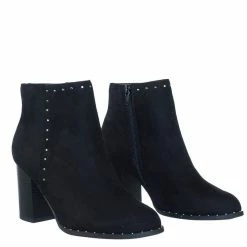 Delicious Upland Micro Metal Stud On Chunky Block High Heel Ankle Bootie New