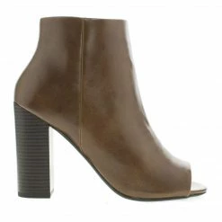 New Yuriko By Delicious, Peep Toe Stacked High Heel Ankle Bootie