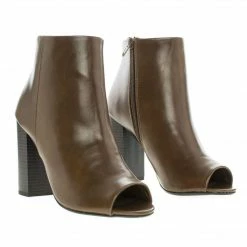 New Yuriko By Delicious, Peep Toe Stacked High Heel Ankle Bootie