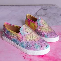 Forever Link Design08K Children Rhinestone Crystal Slip On Sneaker - Kids Girl Sporty Loafer New
