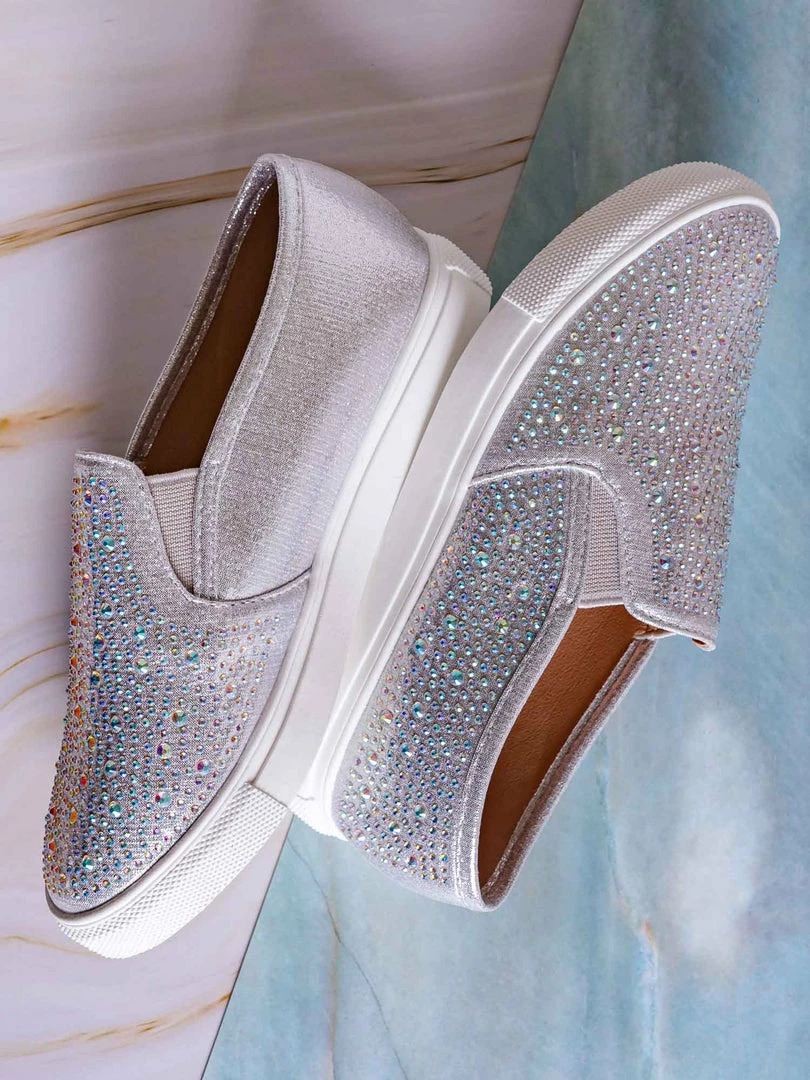 Forever Link Design08K Children Rhinestone Crystal Slip On Sneaker - Kids Girl Sporty Loafer New