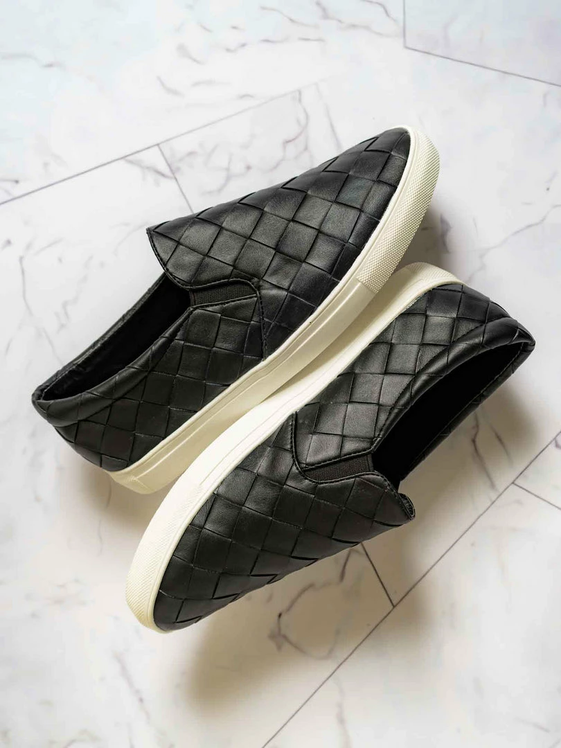 La Shailah Design33 Woven Platform Slip On Sneaker - Women Slide In Athletic Loafer New