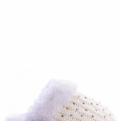 Bamboo Snuggle06 Furry Flatbed Sweater Moccasin Slipper -Women Knitted Fur Winter Slide New