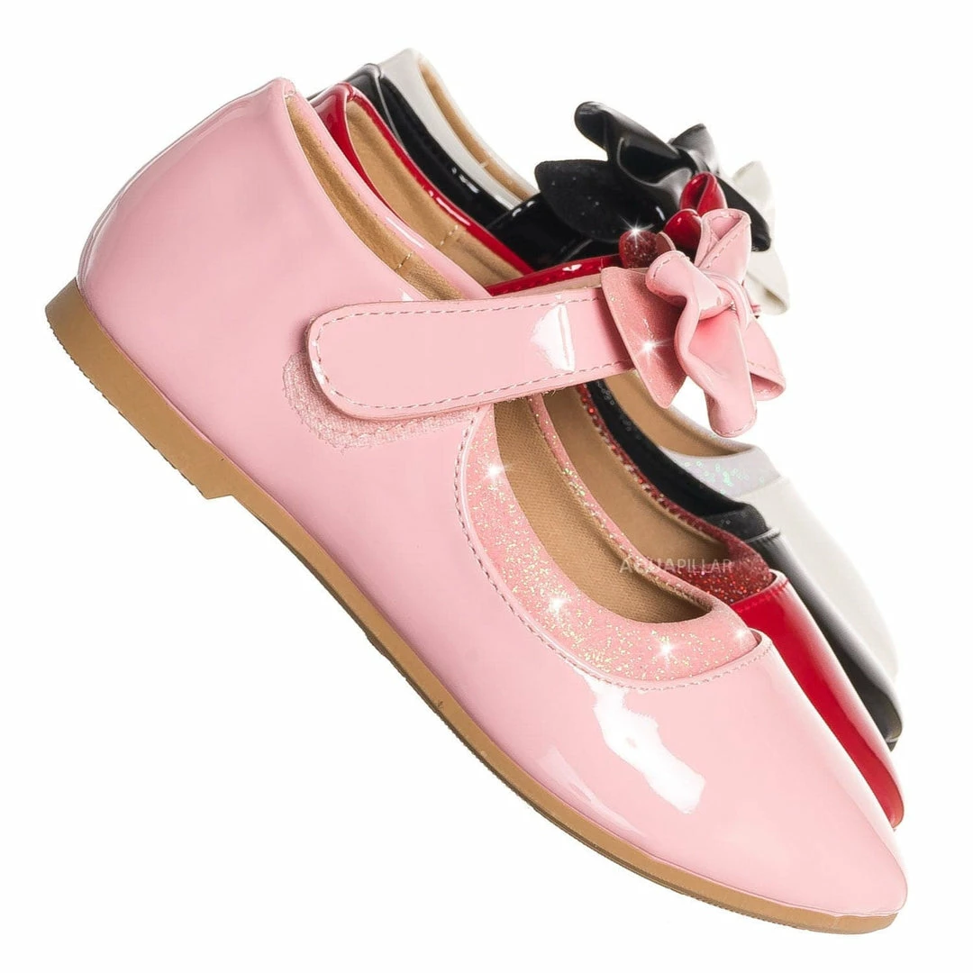 Lucky Top Hilton1K Children Flat Mary Jane, Girl Kids Cute Glitter Shoes New