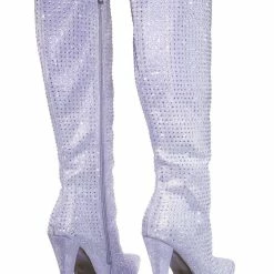 Anne Michelle New Magnolia13 Rhinestone Crystal W Glitter High Heel Strass Dress Boots