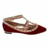 Stunner By Dollhouse, Edgy Metal Studded Patent Strap Ballet Flat Gold Plate Women's Shoes