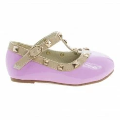 Clinky By Dotty, Infant Girl Round Toe Mary Jane Studded Slip On Flats New