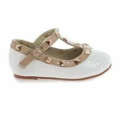 Clinky By Dotty, Infant Girl Round Toe Mary Jane Studded Slip On Flats New