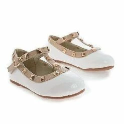 Clinky By Dotty, Infant Girl Round Toe Mary Jane Studded Slip On Flats New