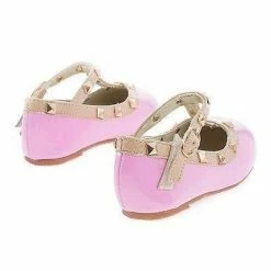 Clinky By Dotty, Infant Girl Round Toe Mary Jane Studded Slip On Flats New