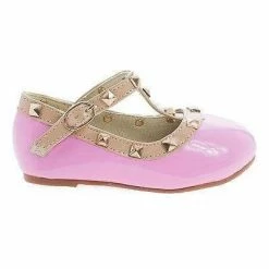 Clinky By Dotty, Infant Girl Round Toe Mary Jane Studded Slip On Flats New