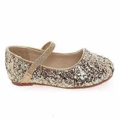 Dotty New RidleyRG Toddler Girl Round Toe Ballet Flat Elastic Mary-Jane & Rock Glitter