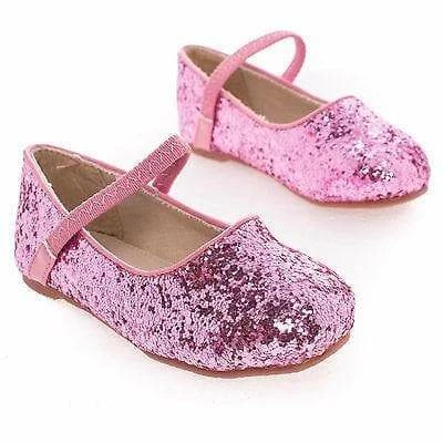 Dotty New RidleyRG Toddler Girl Round Toe Ballet Flat Elastic Mary-Jane & Rock Glitter
