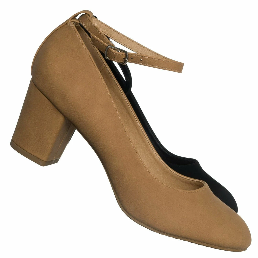 CityClassified New Ryan Block Heel Ankle Strap Pump - Women Comfort Foam Padded Shoes