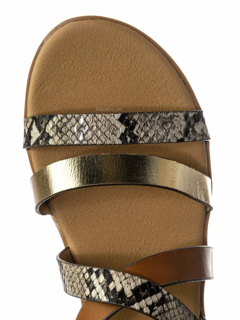 Aquapillar Pansy24 Lightweight Foam Flatofrm Sandal - Platform Strappy Mix Print Flat Shoes New