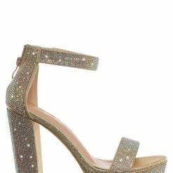 Delicacy New Yula32 Rhinestone Block Heel Sandal - Womens Glitter Cocktail Shoes