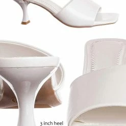 Anne Michelle Align03 Square Toe Slide In Mule - Women High Heel Slipper Cow Vinyl New