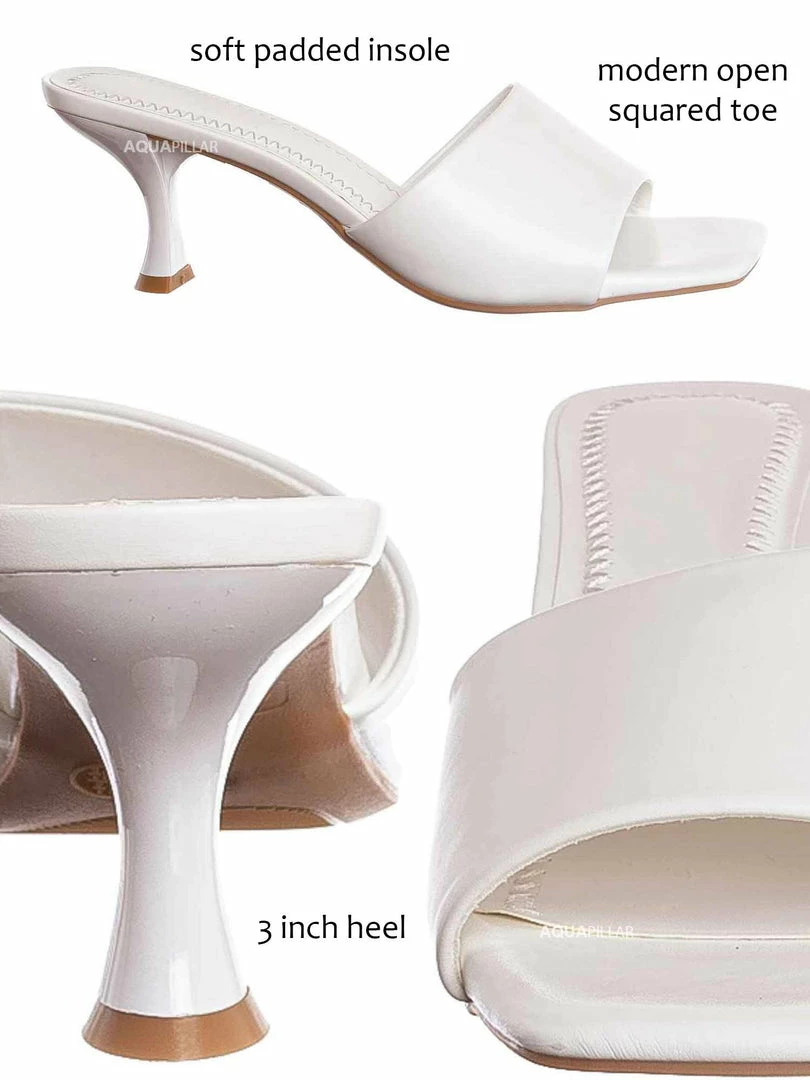 Anne Michelle Align03 Square Toe Slide In Mule - Women High Heel Slipper Cow Vinyl New