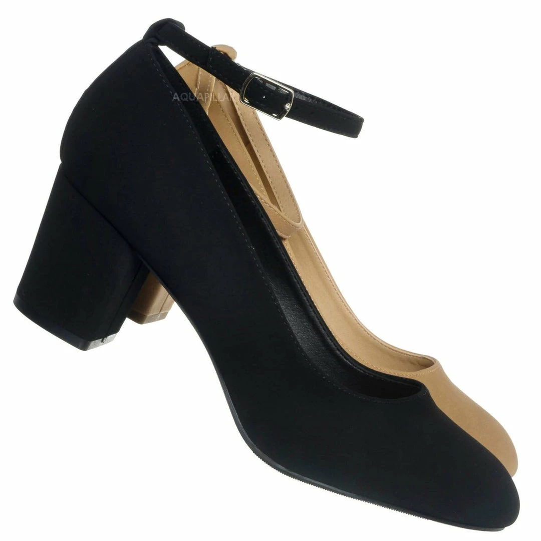 CityClassified New Ryan Block Heel Ankle Strap Pump - Women Comfort Foam Padded Shoes