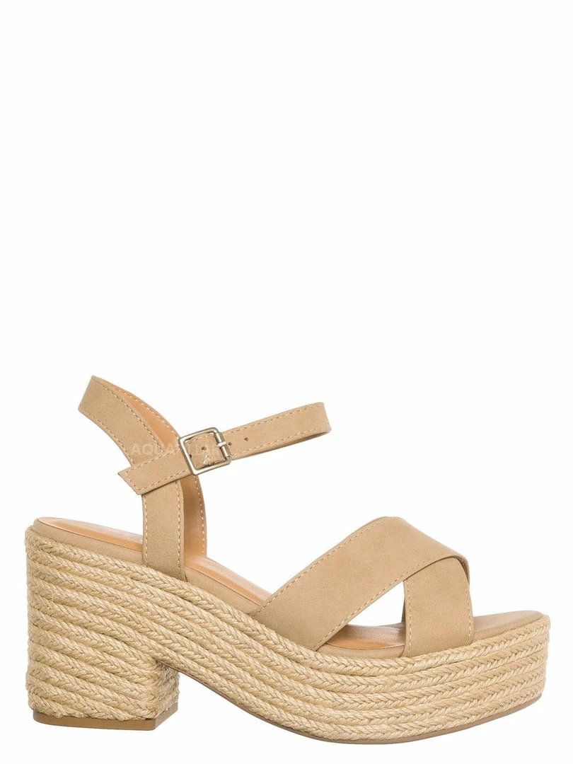 Soda Beauty Espadrille Jute Rope Platform Clog, Womens Ankle Strap Sandal New