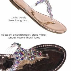 Vigo Fiore Fei2 Rhinestone Slip On Thong Sandal - Womens Crystal Open Toe Lucite Slides New