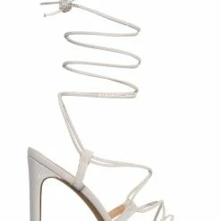 X2B Alaiya1 Leg Wrap Lace Up High Heel Sandal, Women Dress Shoes