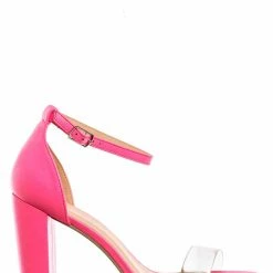 Delicious Share Block Heel Lucite Sandal - Women Chunky Open Toe W Transparent Strap