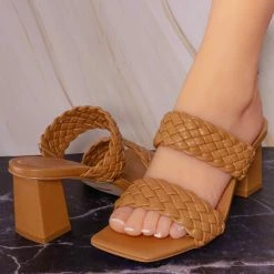 Bamboo Lasting20 Block Heel Woven Mule - Womens Braided Shoes