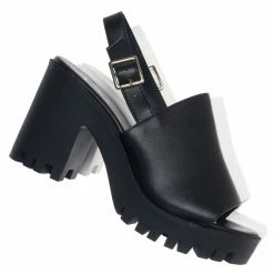 Soda New Marry Slingback Block Heel Clog, Women Lug Sole Shoes