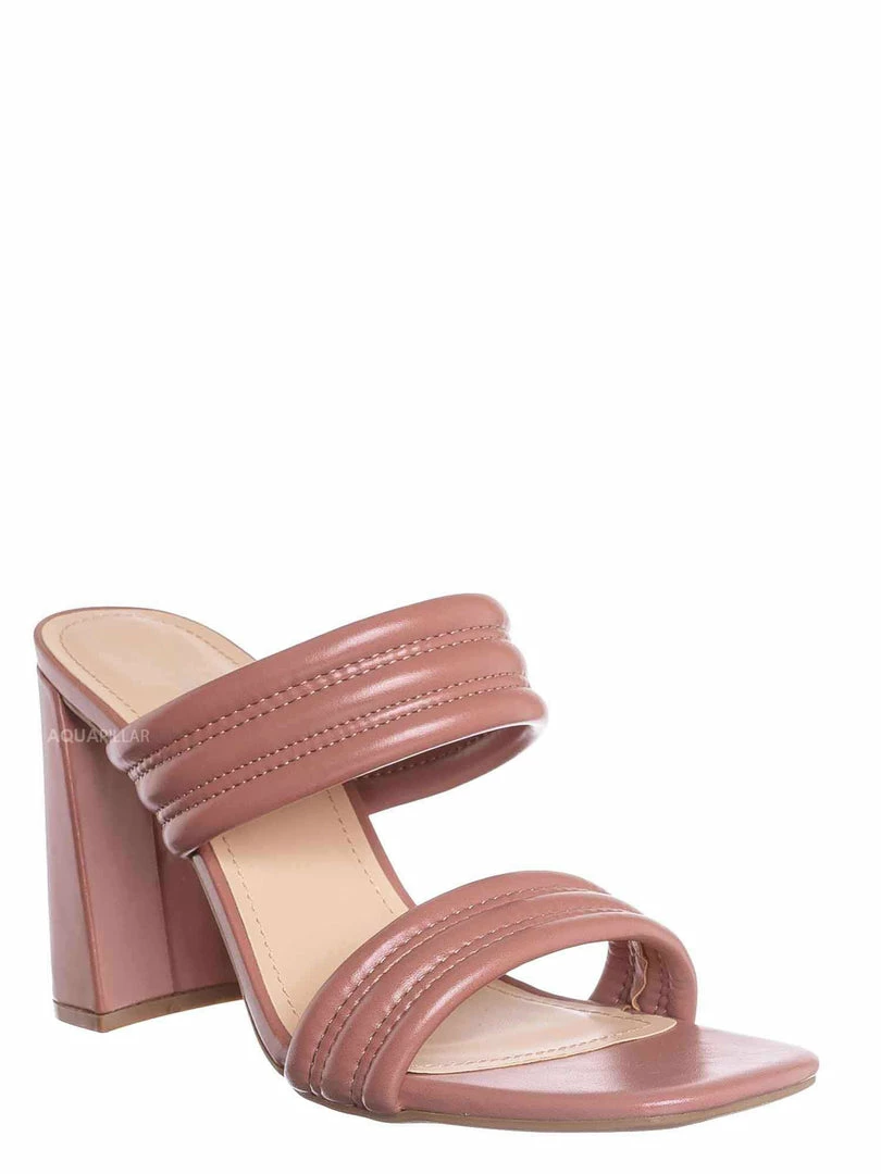 Bamboo Goalie01 Block Heel Puffy Slide Sandal - Women Quilted Dress Shoes New