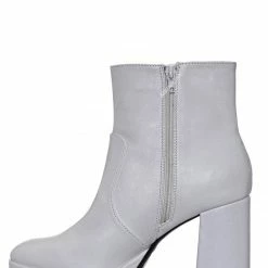 Bamboo Underlined01 Platform Block Heel Bootie - Women Croc & Suede Ankle Pump Boot New