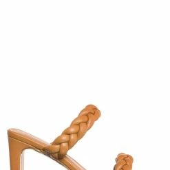 Soda Found Braided 3.5 Inch Block Heel Sandal - Women Thin Slide In Dress Mule