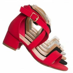 Lucky Top New Delia6K Childrens Block Heel Cross Sandal, Little Girls Shoes