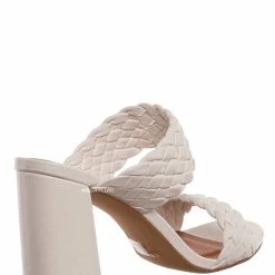 X2B Meg1 Block Heel Braided Mule, Women's Chunky Slide Sandal