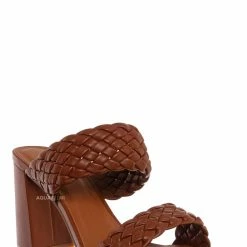 X2B Meg1 Block Heel Braided Mule, Women's Chunky Slide Sandal