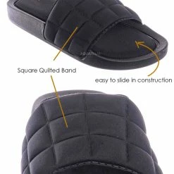 Forever Link New Comex16 Boho Quilted Padded Sandal - Women Slide Molded Footbed Slipper Sandal