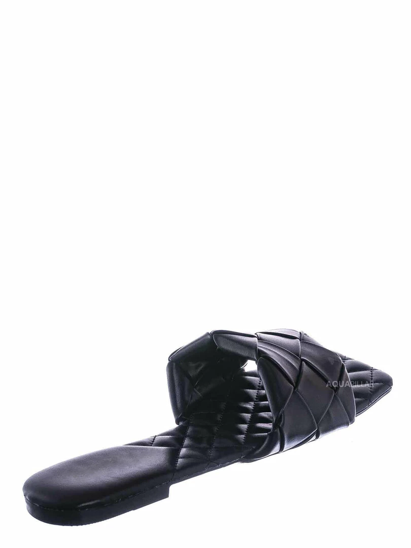 Forever Link Padded18 Wide Woven Slide Sandal - Womens Elongated Open Square Toe Slipper Mule New