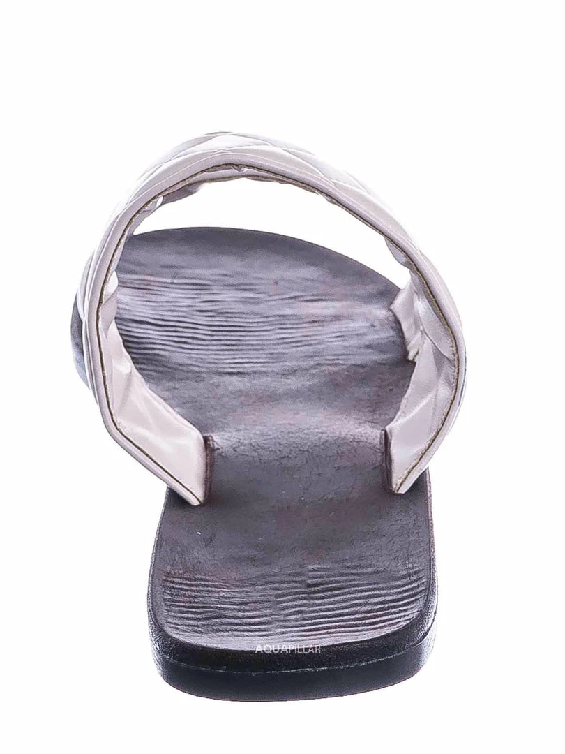 Bamboo Moonbeam65 Quilted Double Strap Slides - Summer Slip On Flat Slipper Sandal