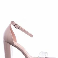 Delicious Share Block Heel Lucite Sandal - Women Chunky Open Toe W Transparent Strap
