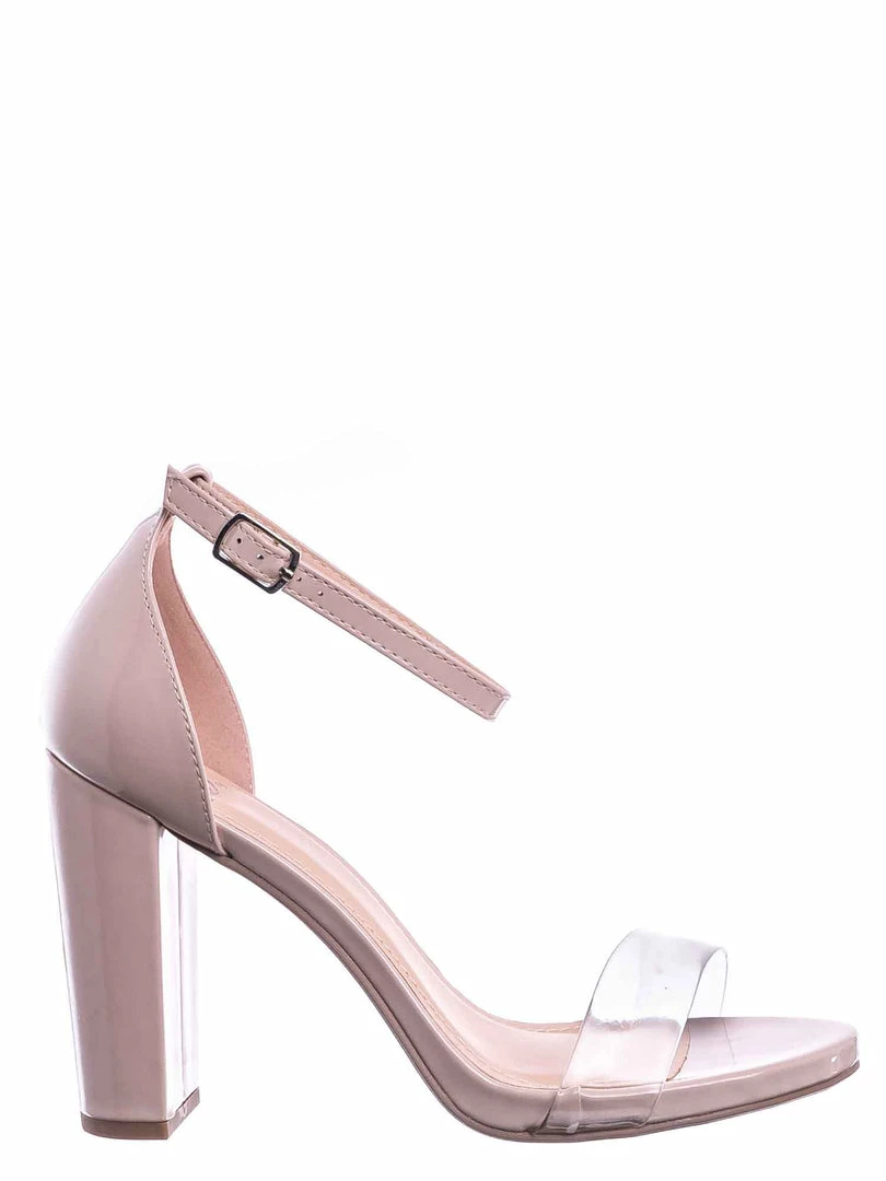 Delicious Share Block Heel Lucite Sandal - Women Chunky Open Toe W Transparent Strap