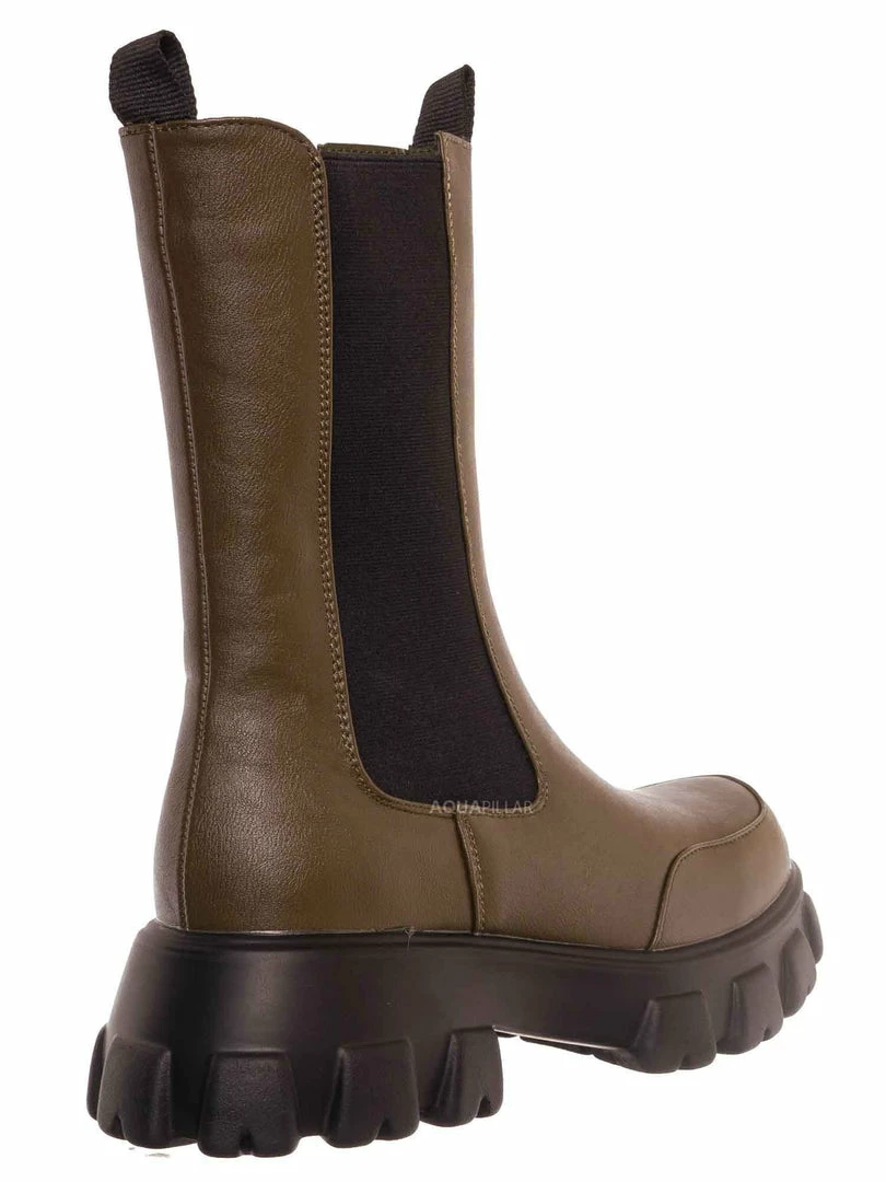 Bamboo New Tetris09 Calf High Chelsea Unisex Dress Boots