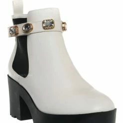 Bamboo Vista14 Rhinestone Block Heel Chelsea Boots - Womens Ankle Bootie