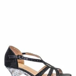 Fabulous Lyla6 Girls Rhinestone Crystal Sandal- Childrens Open Toe Glass Heel Sandals New