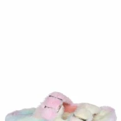 Liliana New Dearly3 Fluffy Faux Fur Footbed Slipper, Men Women Fuzzy Double Buckle Slides