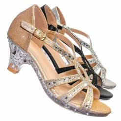 Fabulous Lyla6 Girls Rhinestone Crystal Sandal- Childrens Open Toe Glass Heel Sandals New