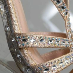 Fabulous Lyla6 Girls Rhinestone Crystal Sandal- Childrens Open Toe Glass Heel Sandals New