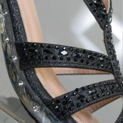 Fabulous Lyla6 Girls Rhinestone Crystal Sandal- Childrens Open Toe Glass Heel Sandals New